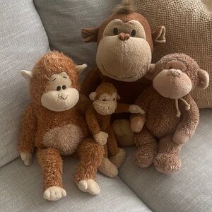 Adorable Brown Monkey Plush Toy Set